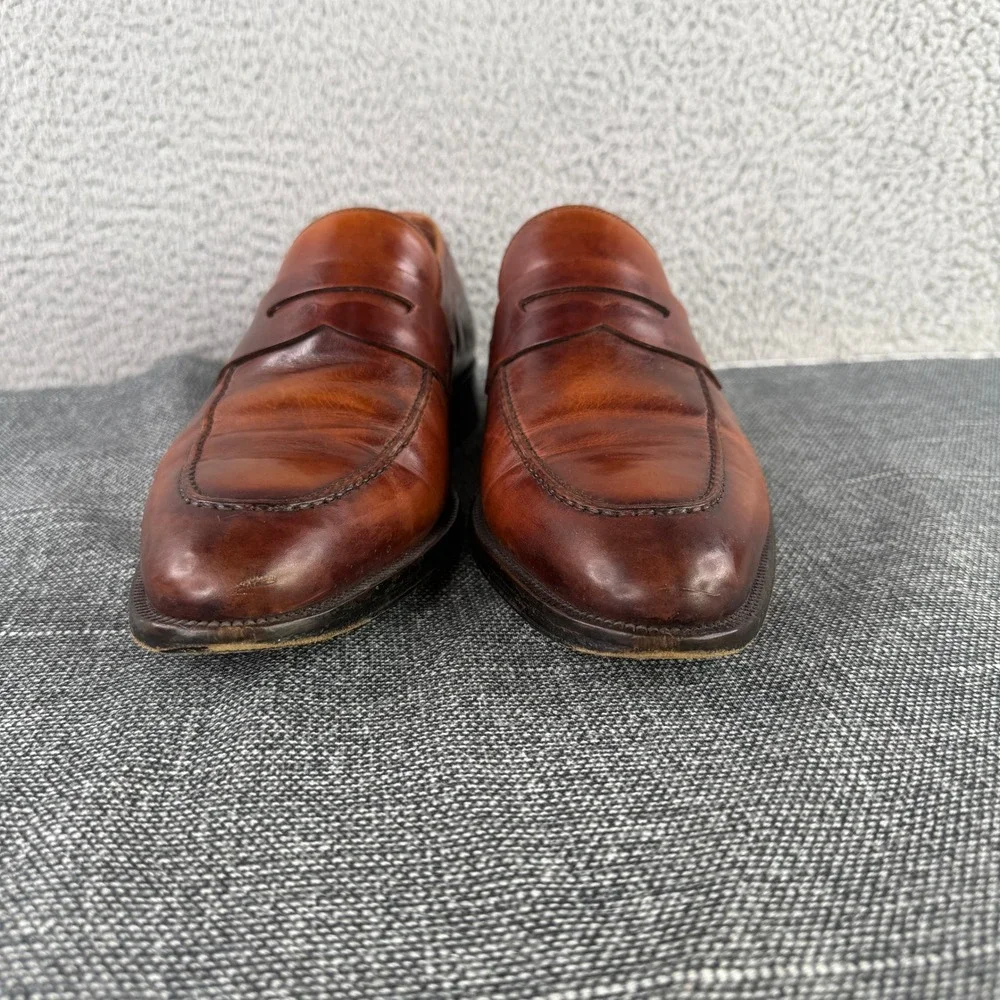 Magnanni Penny Loafers Mens 9.5M Cognac Brown Leather Slip On Dress Shoes Spain